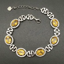 Натуральный настоящий цитрин браслет цепочка 925 серебро ювелирные украшения 1.3ct* шт. 6 шт. драгоценный камень# XY18102808