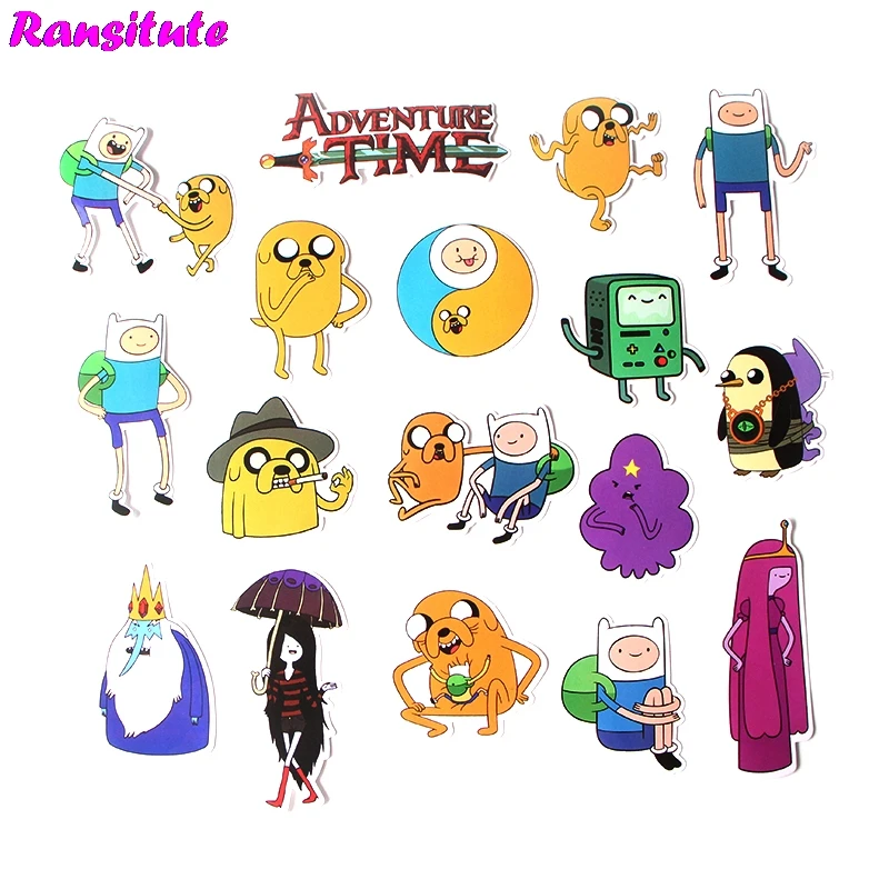 

17Pcs/set Adventure Time with Finn and Jake Doodle Sticker Kids DIY Skateboard Laptop Case Waterproof Sticker R423