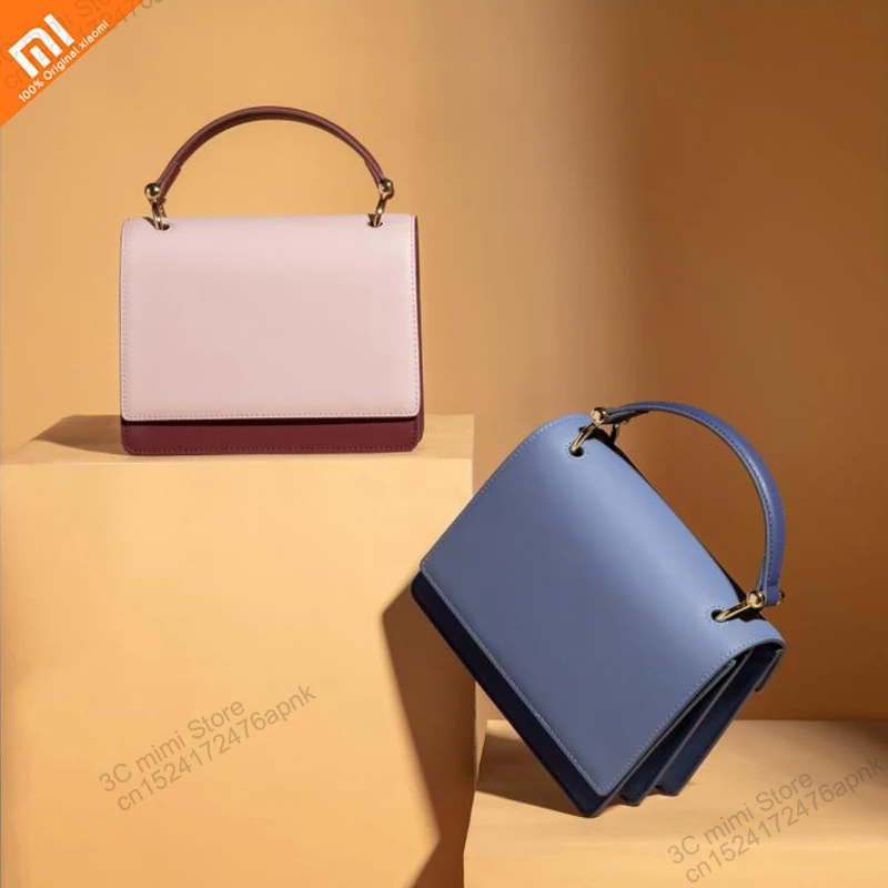 Оригинальная xiaomi mijia кожаная сумка контрастного цвета, многофункциональная сумка для хранения, трендовая подходящая по цвету сумка на одно плечо, умная сумка