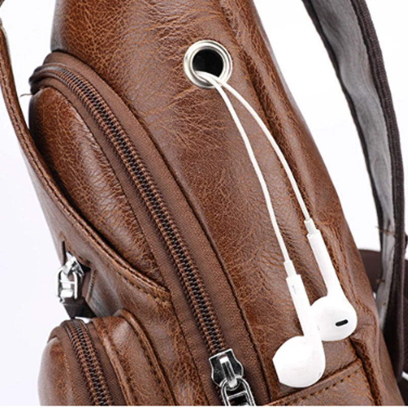 Laamei Crossbody Bags Men Zipper Solid Waist Bag Pu Leather Shoulder Bags Chest Bag USB With Hole Back Handbag Packs Purse Laamei Crossbody Bags Men Zipper Solid Waist Bag Pu Leather Shoulder Bags Chest Bag USB With Hole Back Handbag Packs Purse