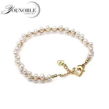 

Multi layer Two rows small bracelet pearl women,boho real adjustable natural freshwater pearl couple bracelet