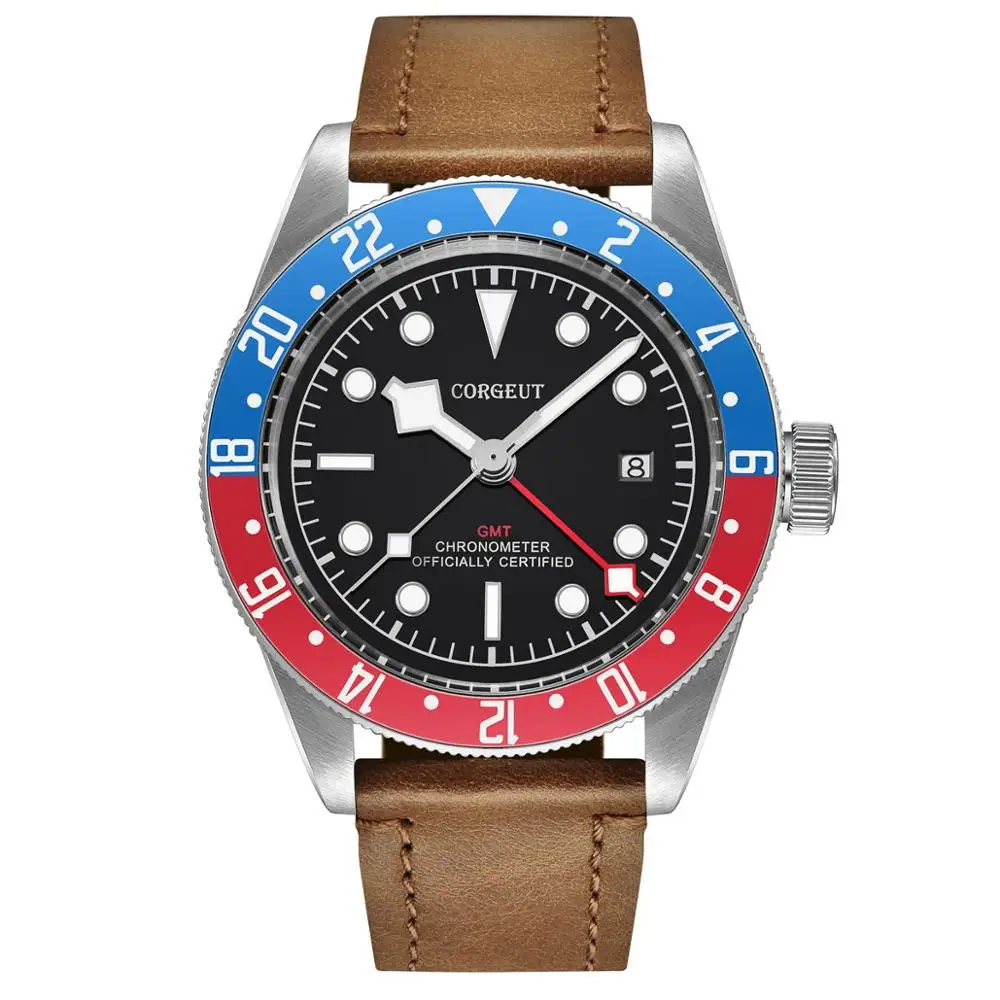 Corgeut часы Мужские автоматические GMT светящиеся часы мужские водонепроницаемые механические мужские часы лучший бренд relogio masculino сапфировое стекло - Цвет: white marks