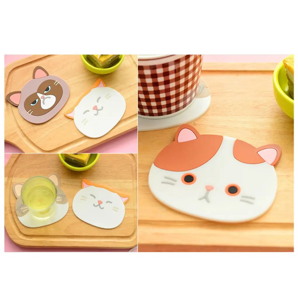 6 шт./компл. милый кот Coaster мультфильм кошка чашка для кофе напиток горшок Подставка Для Сковороды коврик кухонная посуда коврик