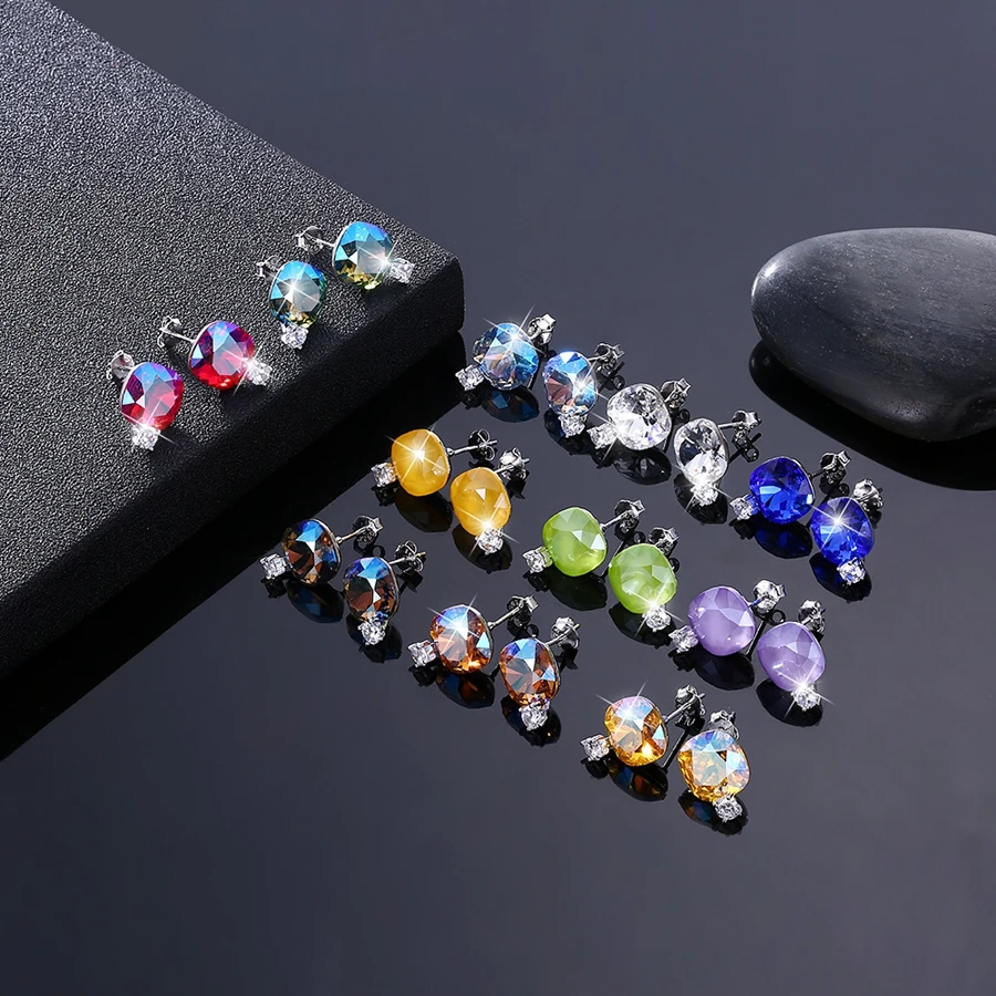 

MALANDA Crystal From Swarovski Sterling Silver Earrings New Fashion Round Stud Earrings For Women Wedding Earrings Jewelry Gift