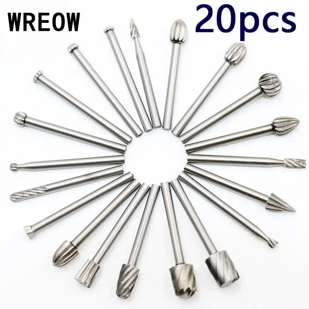 

20pc HSS Routing Rotary Bits Burr Milling Cutter For Dremel Burr Set Kit for Electric Mill Carbide Rotary Engraving Machine Tool