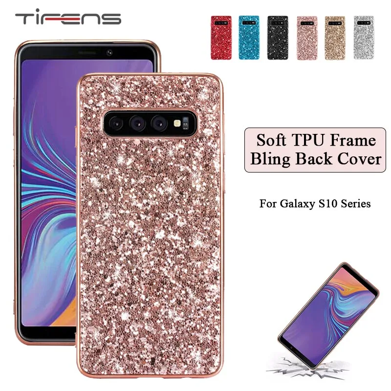 

Luxury Bling Case For Samsung Galaxy S10 Plus S10 E S10e Soft TPU Frame Hard Shinning Back Armor Cover For Samsung S 10 Carcasa