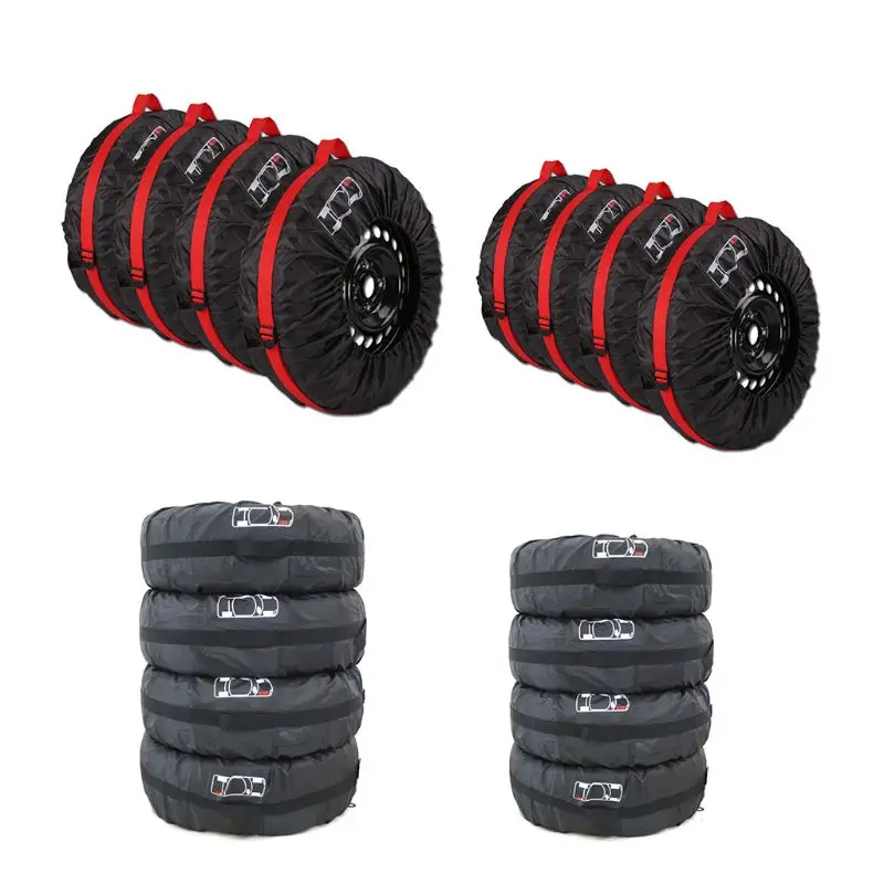 

4Pcs Spare Tire Cover Case Polyester Winter and Summer Car Tires Storage Bag Automobile Tyre Accessories Vehicle Wheel Protecto