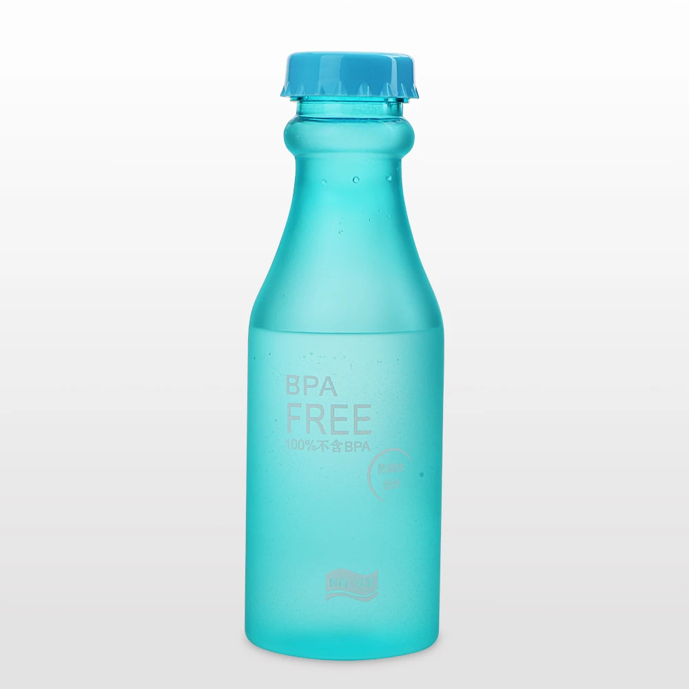 HOOMIN герметичная BPA бесплатно для путешествий, кемпинга, йоги, бега, спорта, матовая бутылка для воды, 550 мл, яркие цвета, бутылка для сока, питьевой воды - Цвет: Frosted Blue