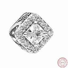 925 стерлингового серебра геометрическое сияние бусины абстрактный вырезанный прозрачный CZ DIY Fit PANDORA Подвески для женщин Изготовление ювелирных изделий FL601