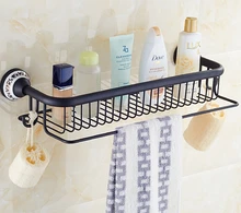 Haute qualité total matériel en laiton noir brossé à l’huile salle de bains étagères avec une serviette bar salle de bain shampooing titulaire salle de bains accessoires