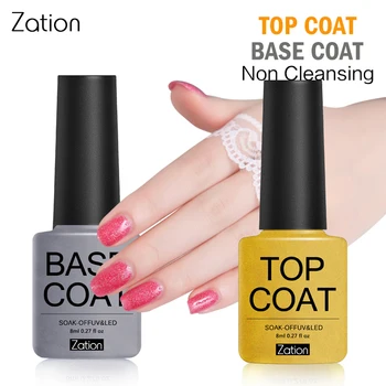

Zation Transparent Nail Gel Varnish No Wipe Base Coat Top Coat Finish UV LED Easy Clean Nail GelPolish for Nails Art Decoration