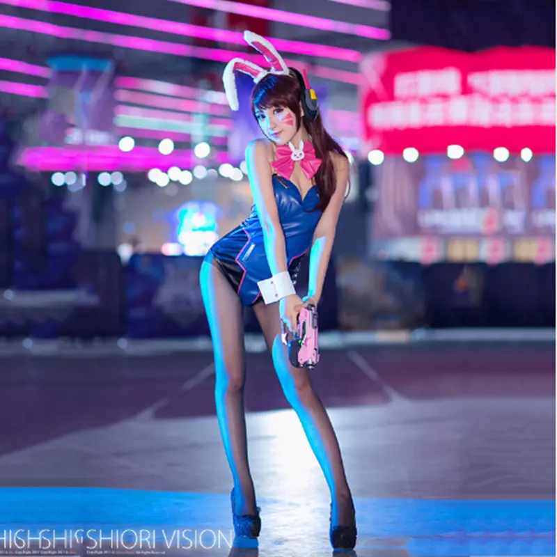 Женский костюм для косплея D.va Bunny Girl из искусственной кожи с ушками Rabbit Хэллоуина