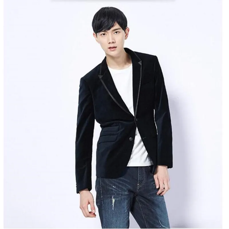 Good Chance of  High quality men's suit jacket velvet classic style fashion groom suit jacket custom pure color sin