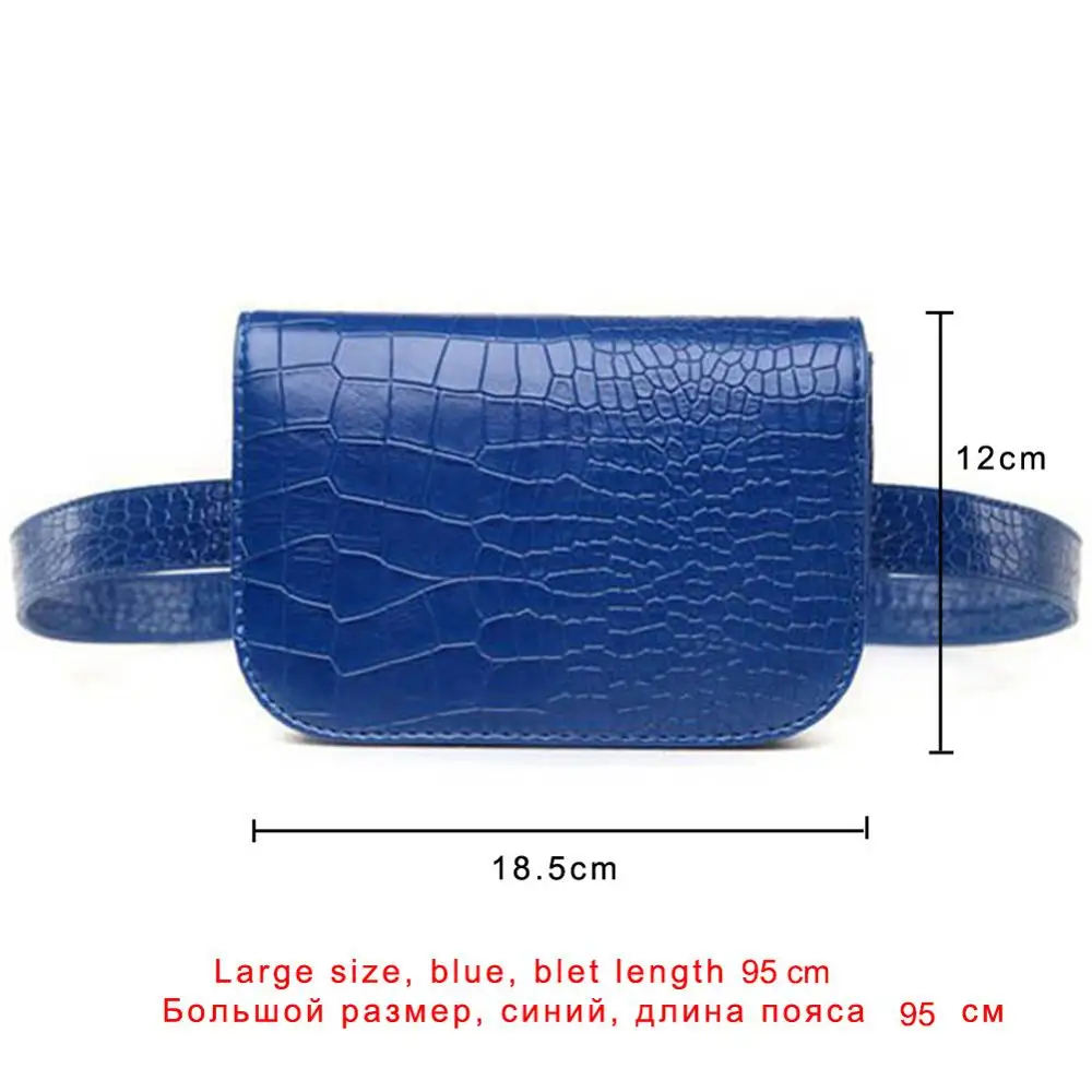 blue big Сумка на пояс женщины старинные искусственная кожа поясная сумка дамы спортивная аллигатор талии пакет на открытом воздухе большой пояс кошельки женский путешествовать мешки поместиться для 5,5 дюймовый Телефон - Цвет: blue big