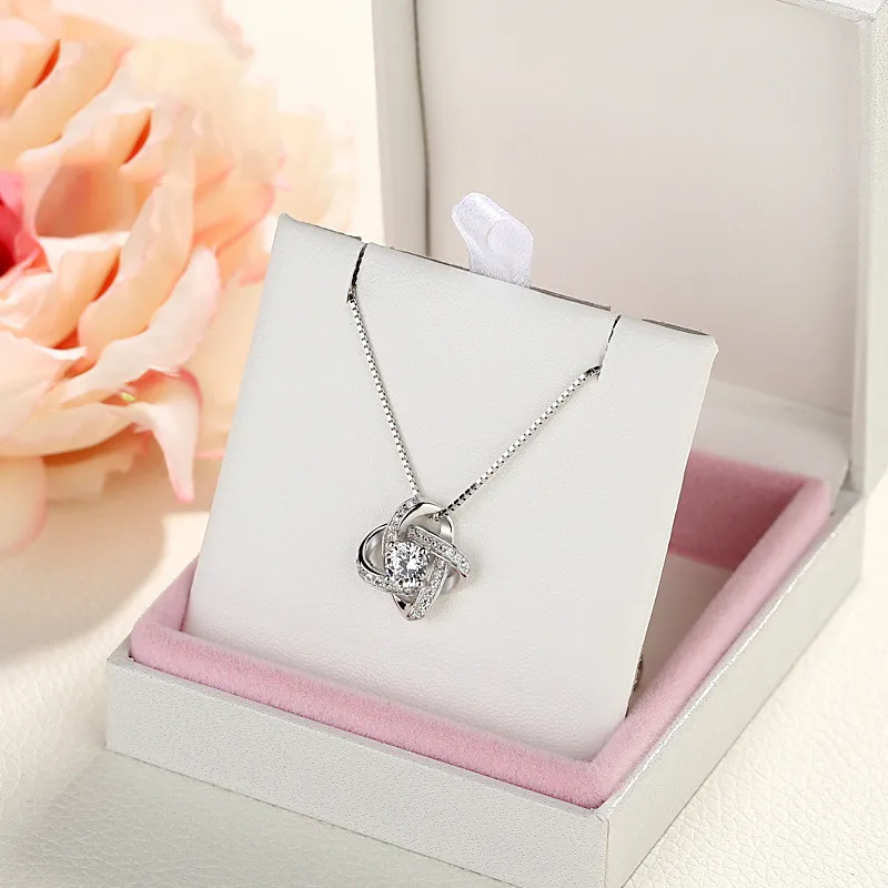 Стерлинговое Серебро 925 ювелирные изделия ожерелье кулон вечное Сердце женское ожерелье длина цепи 45 см