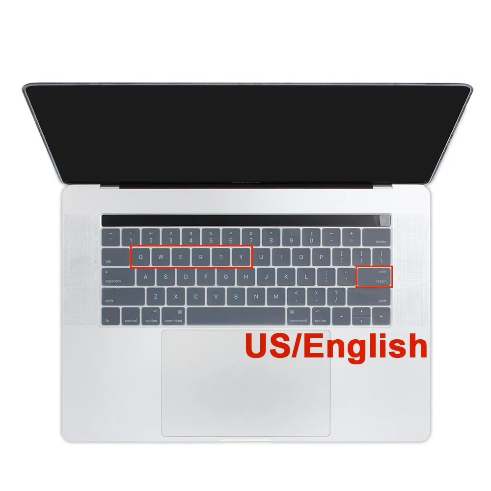Американские английские крышки для ключей, мягкие силиконовые резиновые крышки для клавиатуры для Macbook Pro 13 15 Touch Bar A1706 A1989 A1707 A1990 - Цвет: Transparent