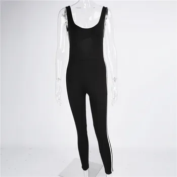 

Focal20 Sexy Side Stripe Women Bodycon Bodysuit Backless Skinny Bodysuit Women Party Jumpsuit Sporting Streetwear Playsuit