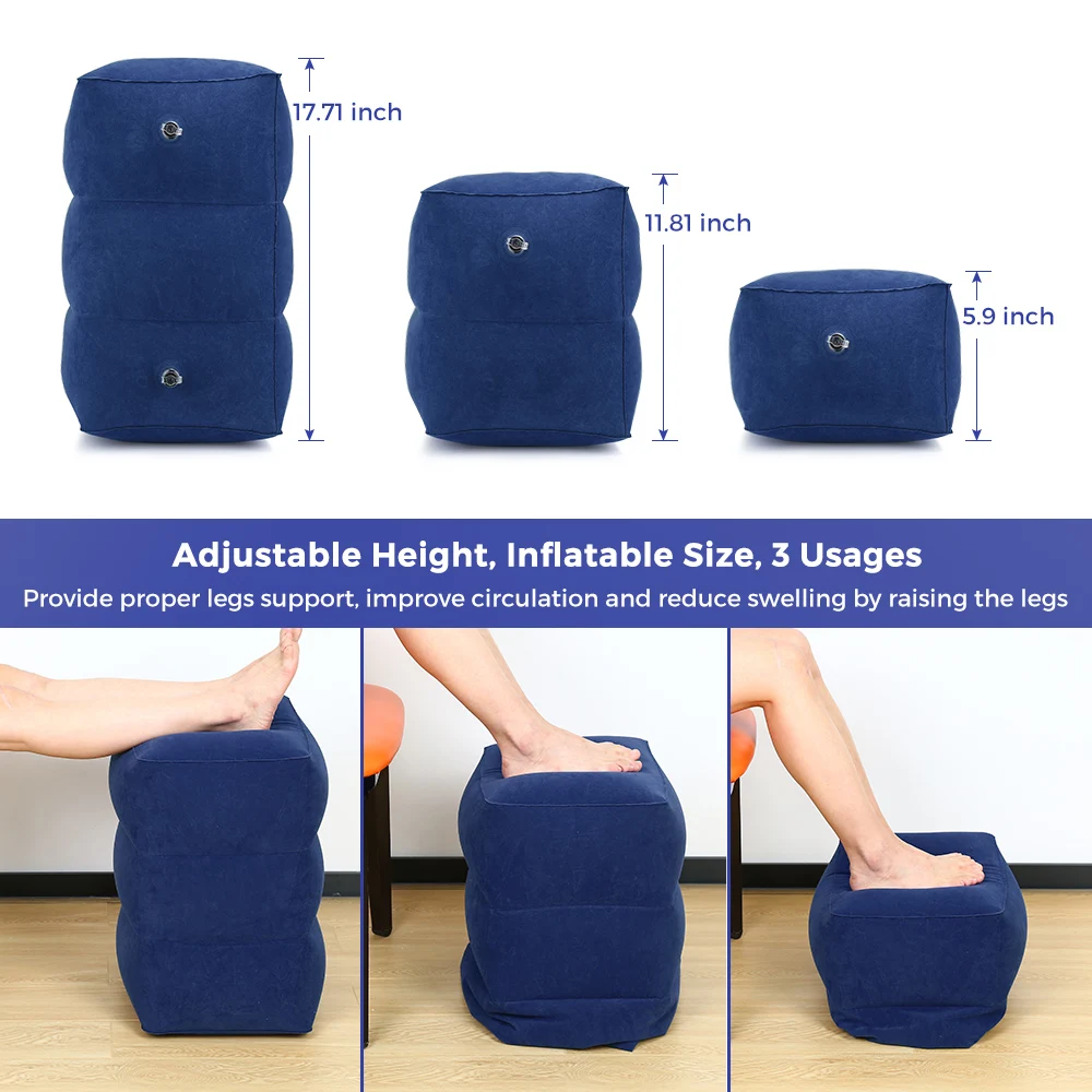 

HM021 Travel Inflatable Adjustable Height Foot Rest Pillow for Kids Adult Portable and Lightweight High-quality Material Pillow