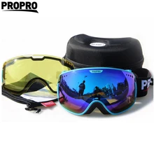 ПроПро брендовые профессиональные лыжные очки 2 двойные линзы анти-туман UV400 большие сферические лыжные очки для мужчин женщин Снег очки, D-305