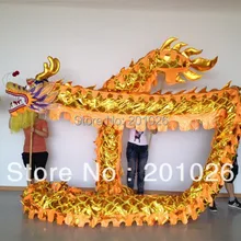 10 м Длина Размер 3 позолоченный на теле желтый китайский дракон танец Дракон Китайский народный праздничный костюм
