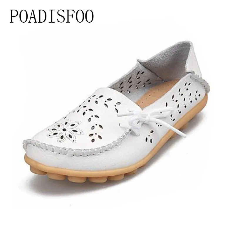 

Woman leather flat shoes 2017 breathable light hollow casual fashion driving shoes spring summer woman shoes plus size.CQY-911-2