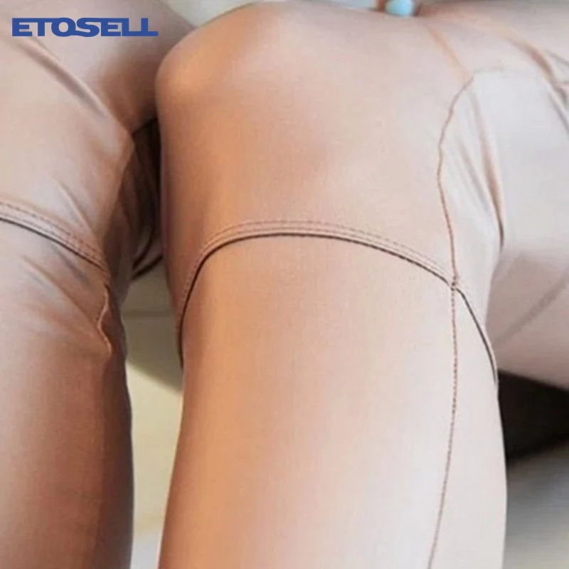Женские облегающие леггинсы etoseller однотонные из искусственной кожи длиной до