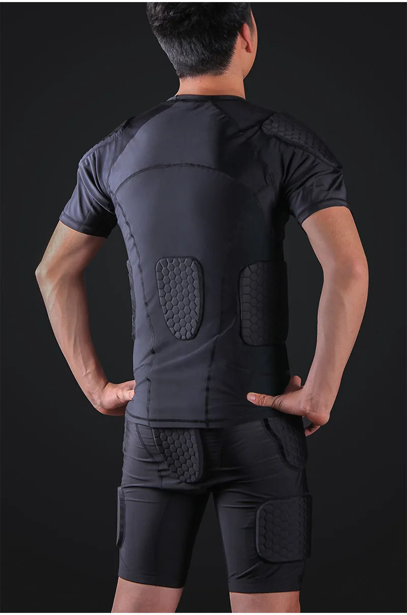 قمصان قصيرة الأكمام كرة القدم كرة السلة هوكي صدرية تدريب الرياضة طفح الحرس ضغط مبطن واقية قميص قمصان قصيرة الأكمام كرة القدم كرة السلة هوكي صدرية تدريب الرياضة طفح الحرس ضغط مبطن واقية قميص