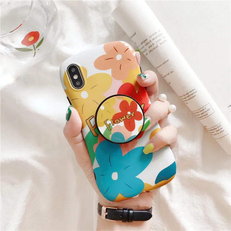 Girl's Cartoon Cute Avocado Cherry Expanding Universal Phone Holder Fold Stretch Grip Finger Ring Stand For iphone XR XS 7 Plus