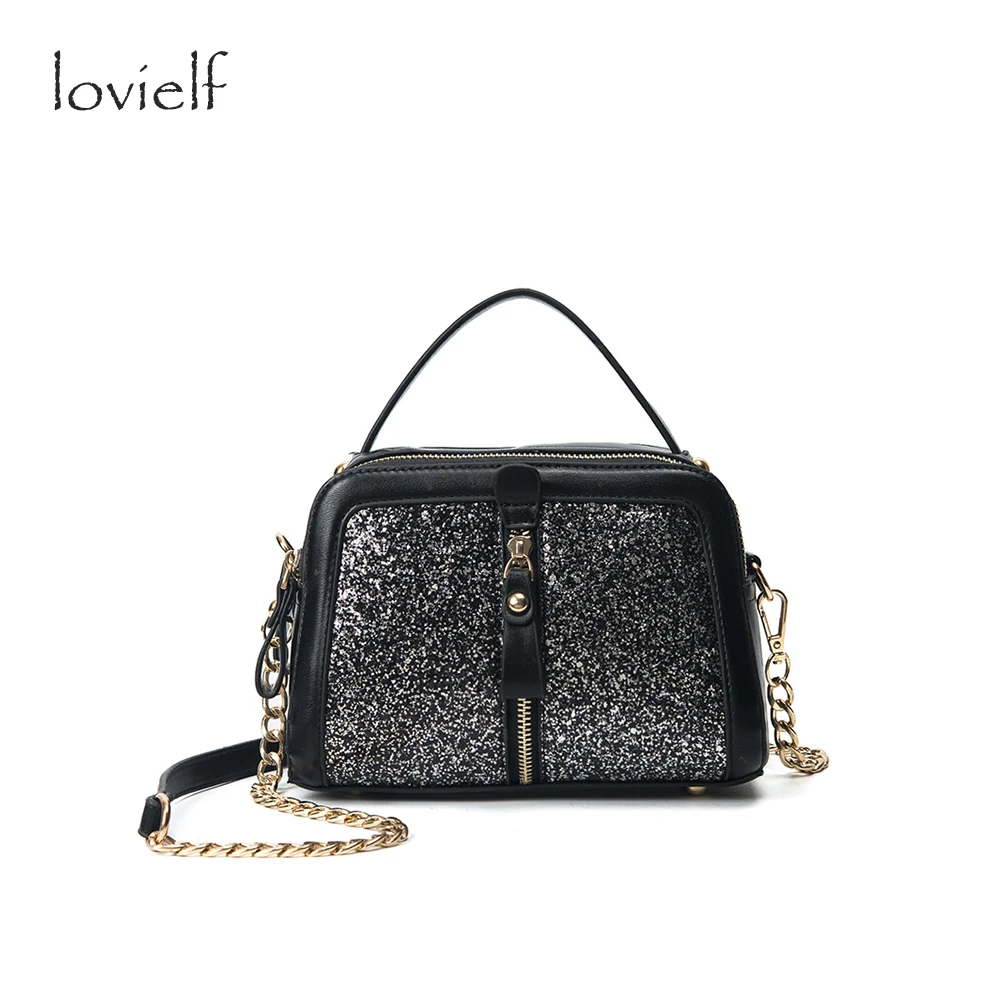 

HOT lovielf  Small portable Office lady Women Girl Fashion Spangled bling Doctor Pillow Shoulder bags Handbags Cross body bags