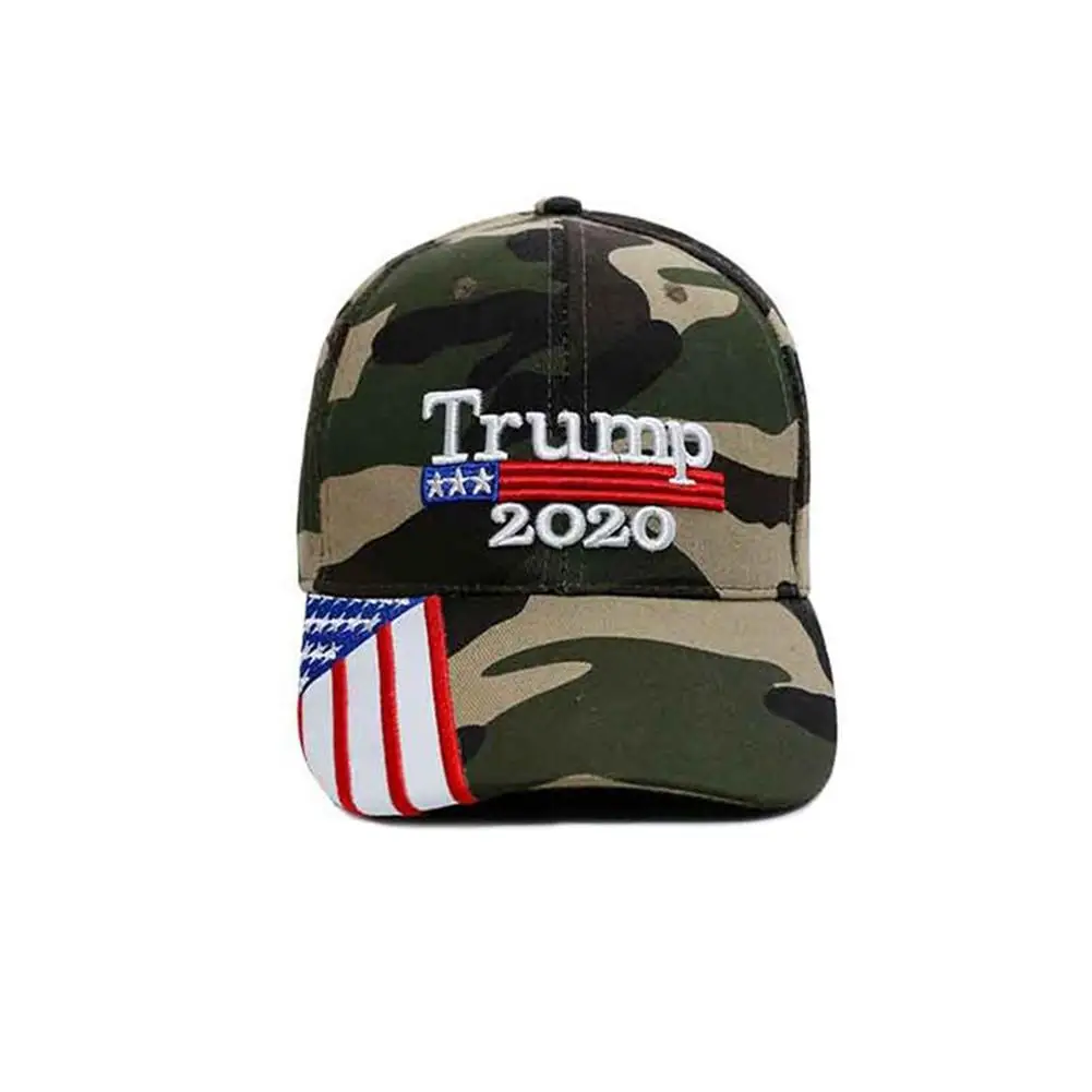 Летняя вышивка флаг США 2020 Дональд кепки Трампа переизбранная хлопковая бейсболка для улицы камуфляжная шляпа