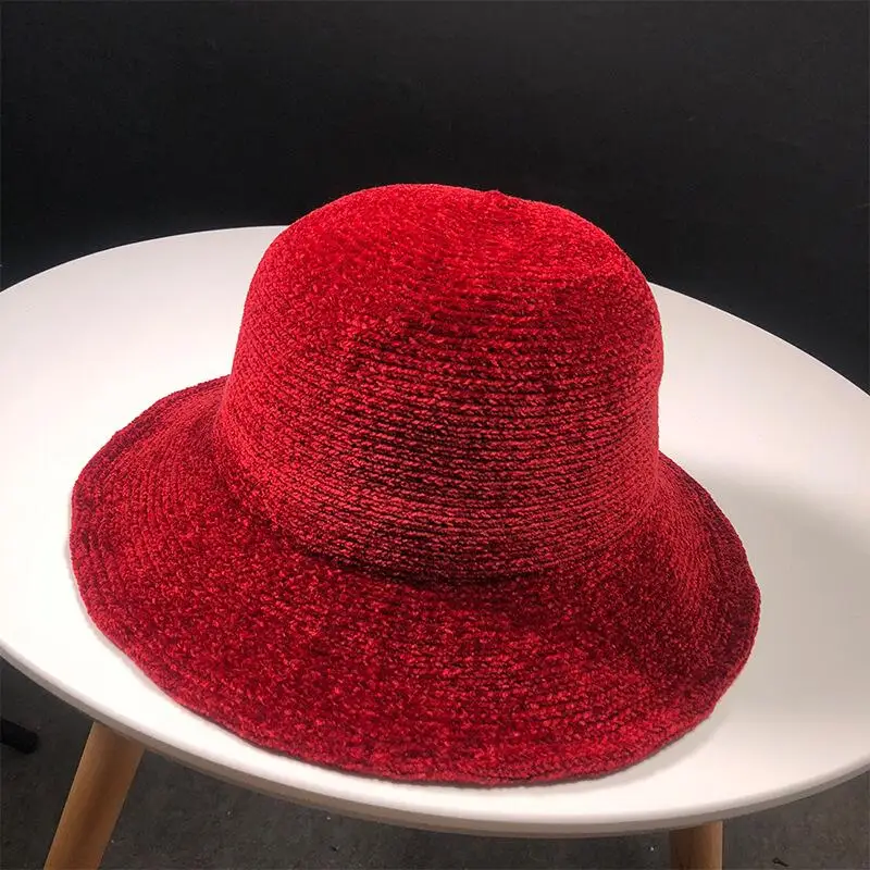 SUOGRY осенне-зимняя женская шапка простая Мягкая вязаная шапка однотонная теплая женская панама с широкими полями Панама Рыбацкая шапка