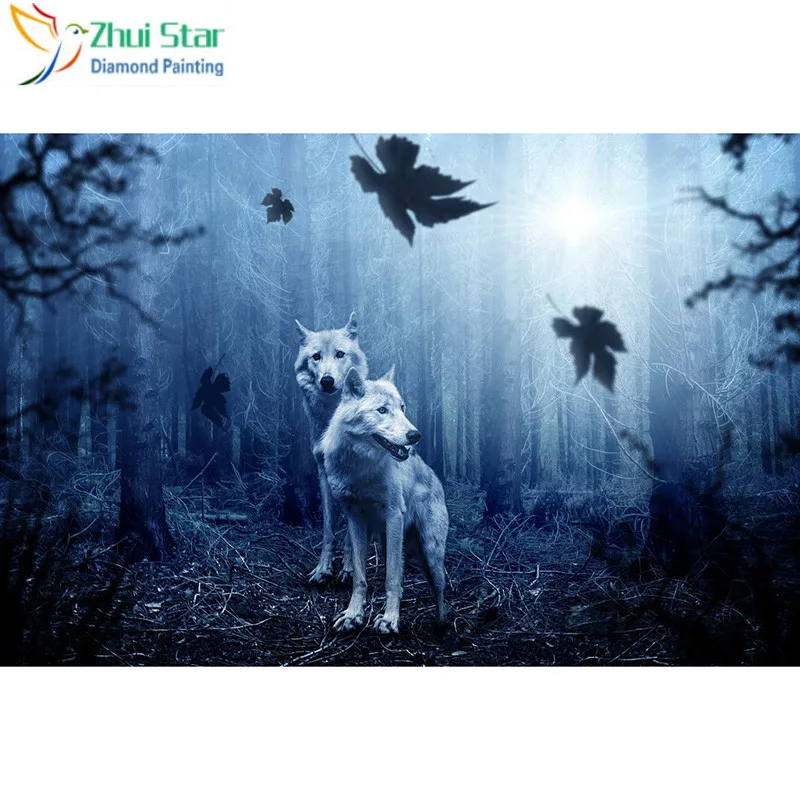 Full Square 5D DIY Diamond Painting &quotTwo wolves&quot Embroidery Cross Stitch Mosaic Home Decor Gif CJ4 | Дом и сад