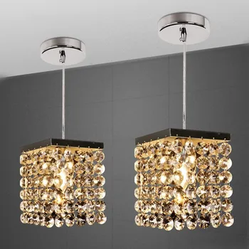 

New K9 Crystal Chandeliers Modern Simple Bar Crystal Lighting E14 LED Lamps Chrome Metal Base Crystal Lustre Light Chandeliers