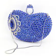 Stilvolle Neueste Fingerring Strass Abendtasche Blaue Herz kristall handtasche Wassertropfen Bankett Party Tasche Prom Geldbörse 88551