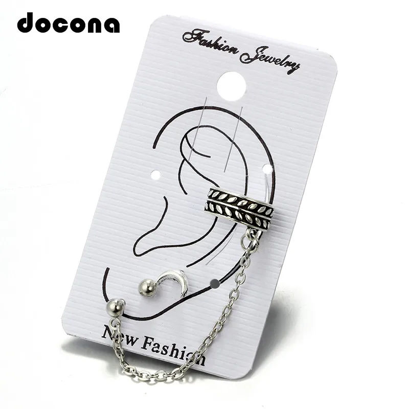 

Docona Bohemian Moon Circle Stud Earring Set Women's Silver Chain Leaf Pattern Earrings Gift Earring Jewelry Statement 6722