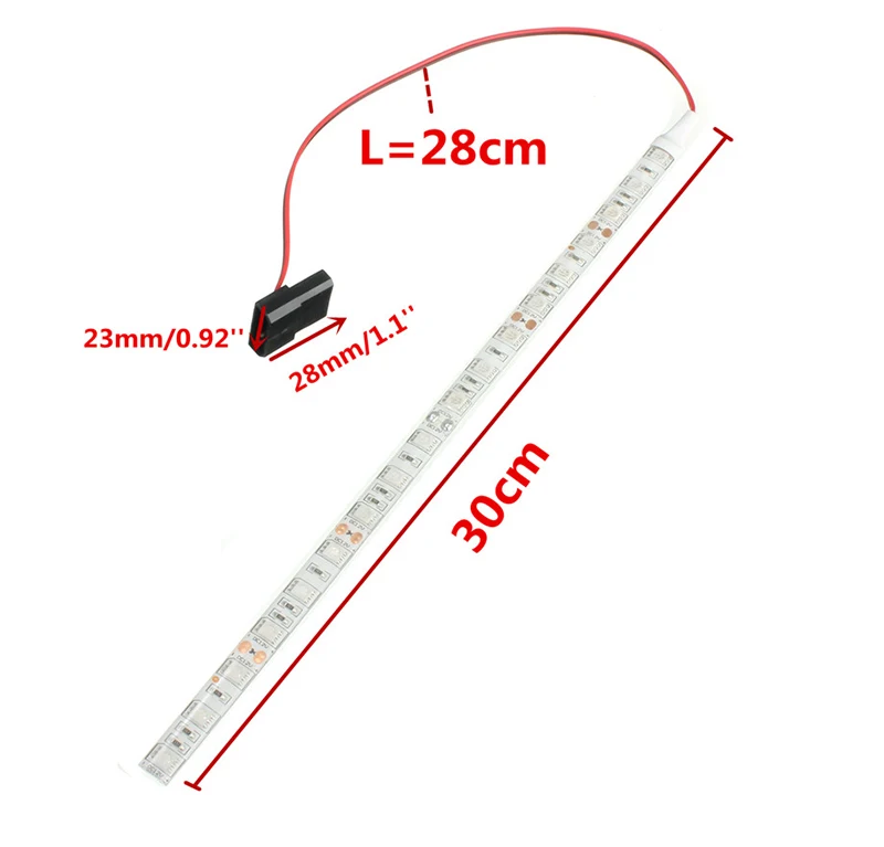 30 см 18 светодиодный светильник 5050 SMD чехол для компьютера гибкий светодиодный светильник 12 В водонепроницаемая лента красный синий зеленый желтый теплый белый
