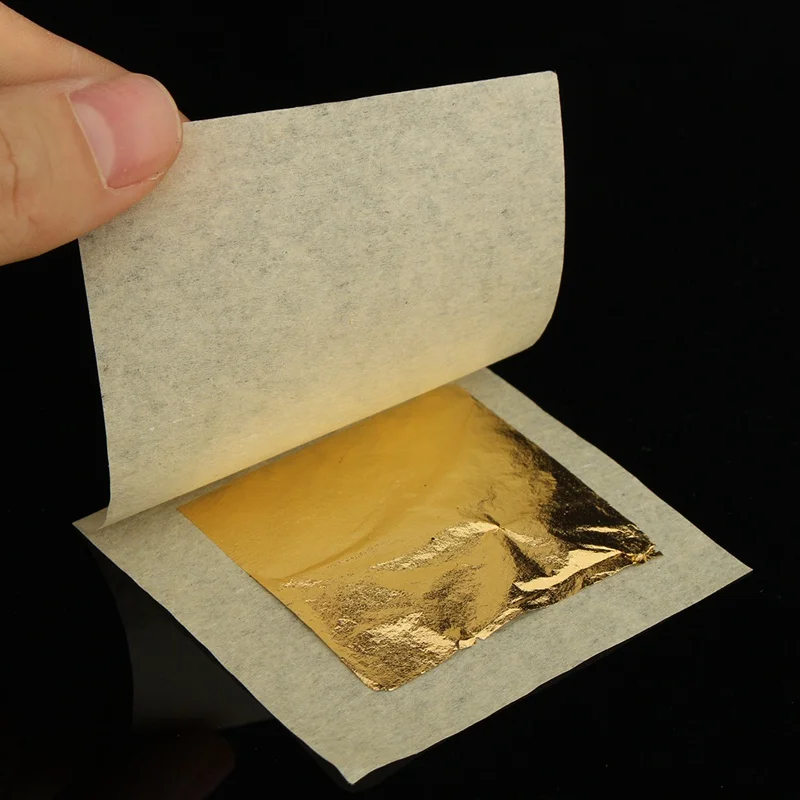 

50sheets 24K Pure Real Edible Gold Foil Leaf For Cooking Food Cake Decor Art Gilding Handicrafts Face Beauty Care 4.33X4.33cm
