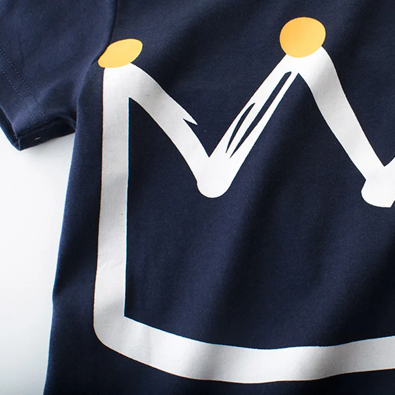 Летняя детская футболка для мальчиков футболки с короткими рукавами и принтом короны для маленьких девочек хлопковая детская футболка футболки с круглым вырезом, одежда для мальчиков