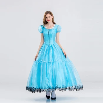 

VASHEJIANG Female Alice in Wonderland Cosplay Women Fairy Tale Cinderella Costume Fantasia Halloween Costumes Funny Party Dress