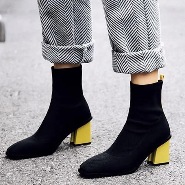 Bailehou New Women�s Boots Pointed Toe Elastic Ankle Boots