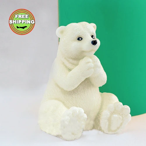 Белый медведь Мыло плесень пищевой силиконовые формы 3d ручной работы мыло в форме животного и свечи плесень с высоким качеством Przy