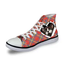 Noisydesigns повседневные женские кроссовки для девочек винтажные с высоким берцем на плоской подошве дамы вулканизированной парусиновые обувь плед 3D Кот в отверстие для печати