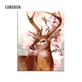

Plum Blossom Deer DIY Oil Painting By Numbers Handpainted Animals Paint By Numbers Kits For Home Wall Art Picture