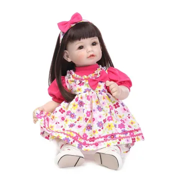 

2018 Hot Sale Newborn Doll Realistic longhair princess toddlers 22 Inch Soft Silicone Vinyl Baby Toy For sale play house toy