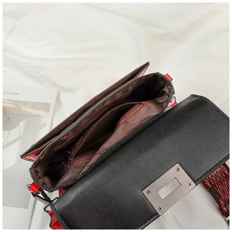 Women's Fashion Rivets Crossbody bag Luxury Brand PU leather Shoulder Bags Female Red Punk Style Wide Strap Street Handbag Purse (13)