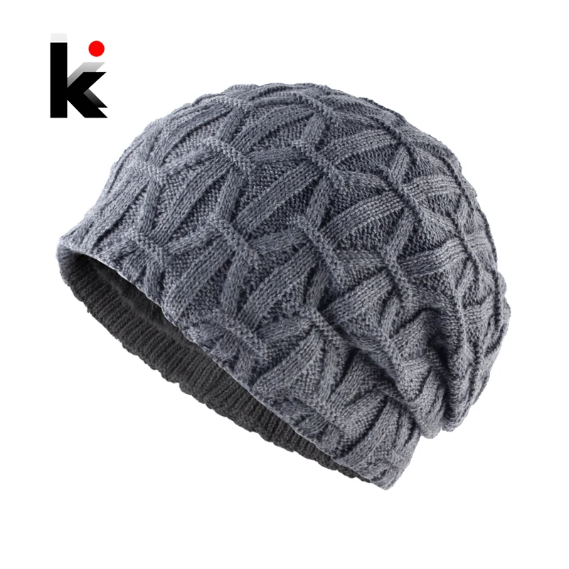 

Winter Knitted Hats For Men Solid Color Beanie Bonnet Men's Outdoor Warm Skullies Beanies Knitting Wool Gorros Thicker Caps Hat