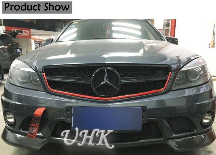 UHK аксессуары для 2012- Mercedes W204 C63 большой V Стиль углеродного волокна передний бампер спойлер сплиттер диффузор протектор