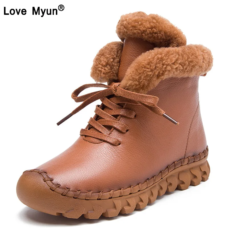 

Handmade Ankle Boots Martin Flat Boots 100% Real Genuine Leather Shoes Retro Winter Snow Boots Botines Mujer Women Shoe889