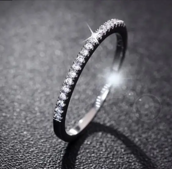 

2019 Fashion Women 925 Sterling Silver Rhinestone Wedding Engagement Ring Jewelry Thin Aros anello anillo bague anel