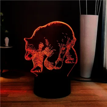 

2019Cute Animal Series 3D Wild Boar 7 Color Change LED Novel Decoration Touch Remote Atmosphere Table Lamp Children Holiday Lamp